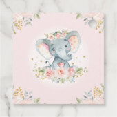 Roze Gold Elephant Baby shower Bedankjes Labels (Achterkant)