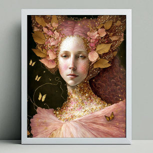 Roze Gold Fairy Fae Woman Fantasy Art Poster