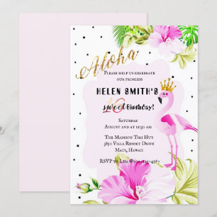 Roze Gold Flamingo Princess Aloha Sweet 16 Kaart