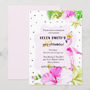 Roze Gold Flamingo Princess Tropic Sweet 16 Kaart