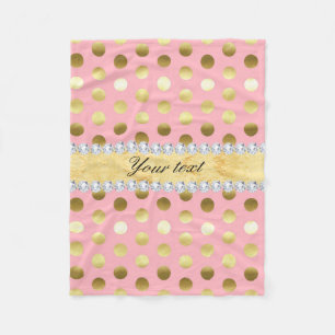 Roze Gold Foil Polka Dots Diamonds Fleece Deken