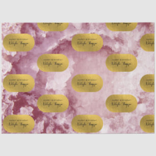 Roze Gold Foil Zee Crystals Signature Script Tissuepapier