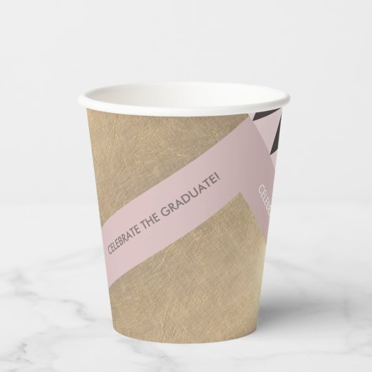 Roze Gold Geometric Pattern Graduparty Papieren Bekers (Voorkant)