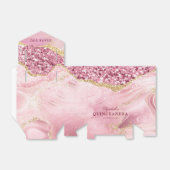 Roze Gold Glitter Agate Marble 15th Quinceañera Bedankdoosjes (Uitgevouwen)