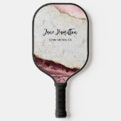 Roze Gold Glitter Agate Marble Pickleball Paddle (Voorkant)