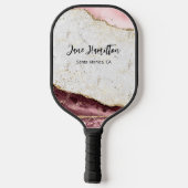 Roze Gold Glitter Agate Marble Pickleball Paddle (Achterkant)