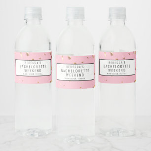 Roze Gold Glitter Bachelorette Weekend Getaway Waterfles Etiket