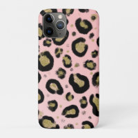 Roze Gold Glitter & Black Leopard Cheetah Print