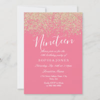 Roze Gold Glitter Confetti 19e verjaardag