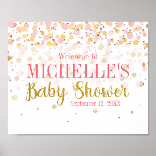 Roze Gold Glitter Confetti Welkom Baby shower Poster