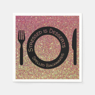 Roze Gold Glitter Desserts Quote Paper Napkins Servet
