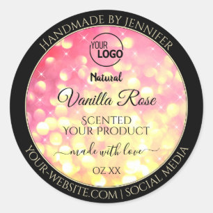 Roze Gold Glitter Etiket voor verpakking van Logo