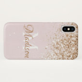 Roze Gold Glitter Girly  Initiaal Naam Case-Mate iPhone Case (Achterkant (horizontaal))