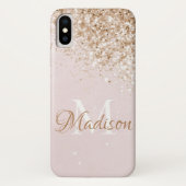 Roze Gold Glitter Girly  Initiaal Naam Case-Mate iPhone Case (Achterkant)
