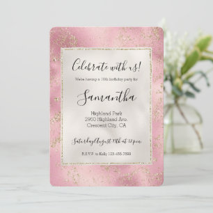 Roze Gold Glitter Glitz Pearl White Kaart