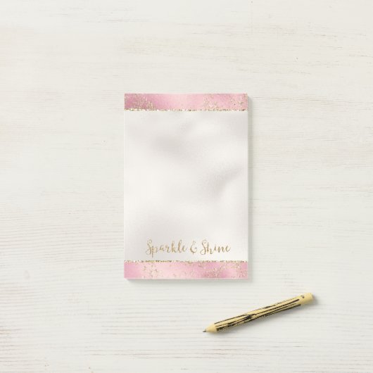 Roze Gold Glitter Glitz Sparkle Post-it® Notes (Op bureau)