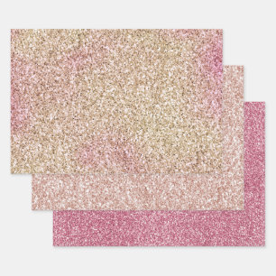 Roze Gold Glitter Inpakpapier Vel