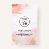 Roze Gold Glitter Marble Agate Logo Business ID Badge (Achterkant)