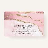 Roze Gold Glitter Marble Agate Salon Business ID Badge (Achterkant)