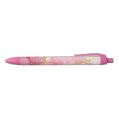Roze Gold Glitter Marble Geode Monogram Zwarte Inkt Pen (Bovenkant)