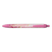 Roze Gold Glitter Marble Geode Monogram Zwarte Inkt Pen (Achterkant)