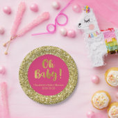 Roze Gold Glitter Oh Baby Bord (Feest)