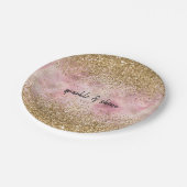 Roze Gold Glitter Papieren Bordje (Gekanteld)