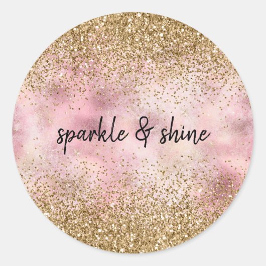 Roze Gold Glitter Ronde Sticker (Voorkant)