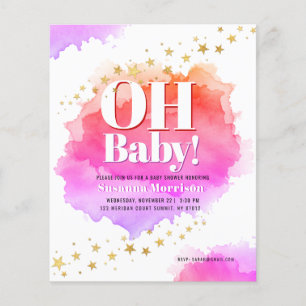 Roze Gold Glitter Stars Baby shower Uitnodiging