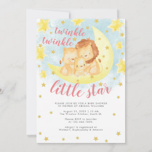 Roze Gold Glitter Twinkle Little Star-Baby shower Kaart