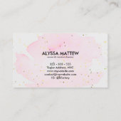 Roze Gold Glitter-Waterverf, aangepast script Visitekaartje (Achterkant)