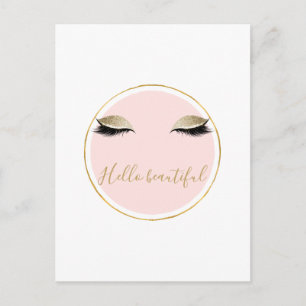 Roze Gold Glitzy Black Eyelashes Briefkaart