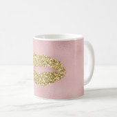 Roze Gold Glitzy Kiss Lips Koffiemok (Voorkant rechts)