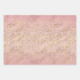 Roze Gold-leopard-printer        Inpakpapier Vel
