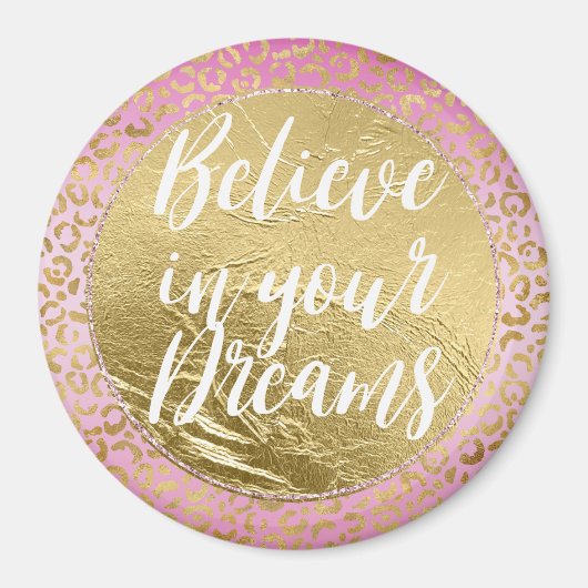Roze Gold-leopard-printer Magneet (Voorkant)