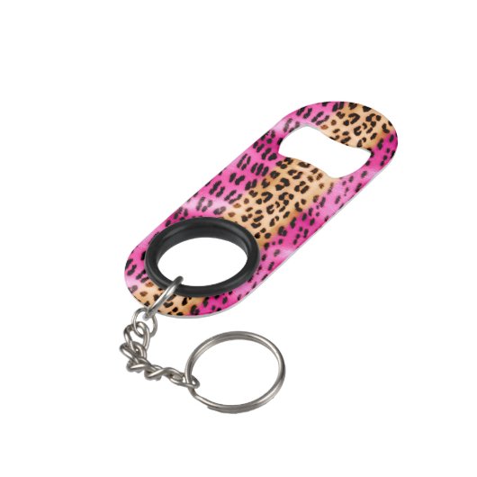 Roze Gold-leopard-printer Mini Flessenopener (Achterkant Gekanteld)