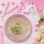  Roze Gold-leopard-printer   Papieren Bordje (Feest)