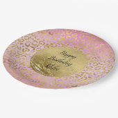  Roze Gold-leopard-printer   Papieren Bordje (Gekanteld)
