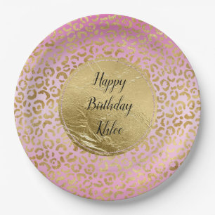 Roze Gold-leopard-printer Papieren Bordje