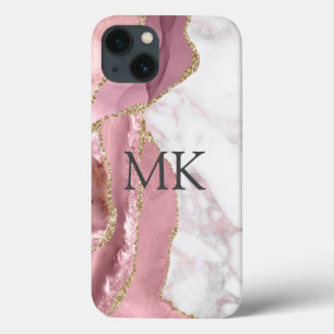 Roze Gold Marble Effect Chic iPhone 13 Hoesje
