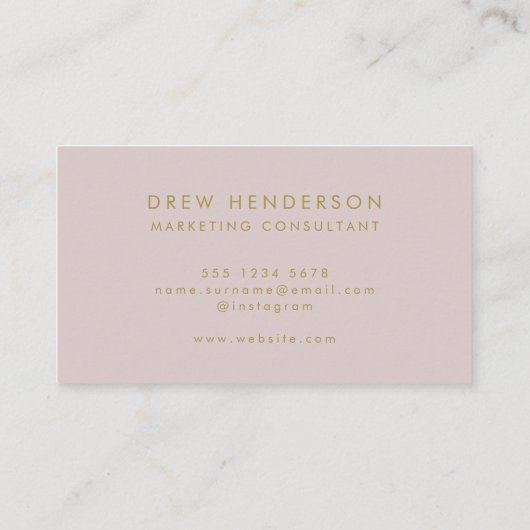Roze Gold Minimalist | Modern Elegant Stylish Visitekaartje (Achterkant)