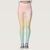 Roze Gold Mint Glitter Ombre Luxe Design Leggings (Voorkant)