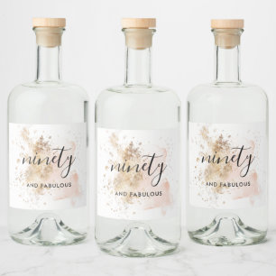 Roze Gold Modern Chic 90th Birthday Calligrafie Likeurfles Etiket