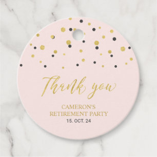 Roze & Gold Modern Retirement Hartelijk dank voor  Bedankjes Labels