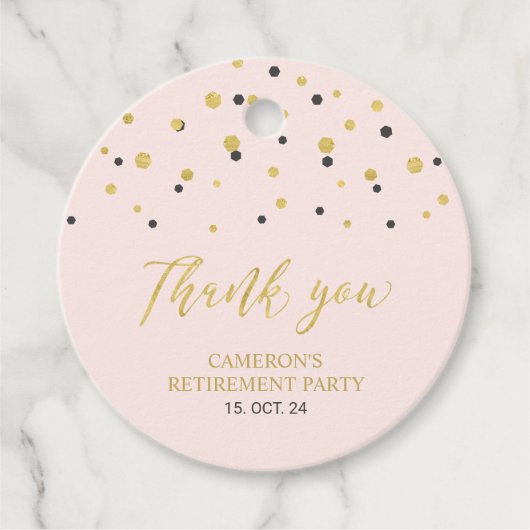 Roze & Gold Modern Retirement Hartelijk dank voor  Bedankjes Labels (Voorkant)