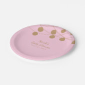 Roze & Gold Modern String Lights Chic Party Papieren Bordje (Gekanteld)