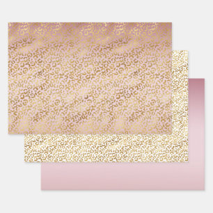 Roze Gold Ombre Leopard Print Inpakpapier Vel