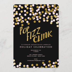 Roze Gold Pop Fizz Clink Holiday Kantoor Kaart