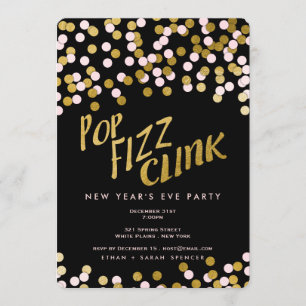 Roze Gold Pop Fizz Clink nieuwjaarsfeestdag Kaart