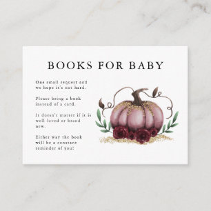 Roze Gold Pumpkin Baby shower Book Request Informatiekaartje